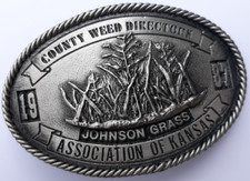 1987 County Weed Directors Association of Kansas belt buckle Johnson Grass