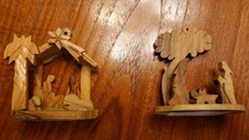 Nativity Scene Ornaments Olive Wood From Bethlehem, Set Of 2
