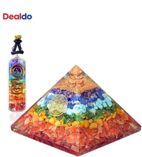 Seven Chakra FOL Pyramid & Pendant Set, Orgonite Pyramid for Energy Healing - Or