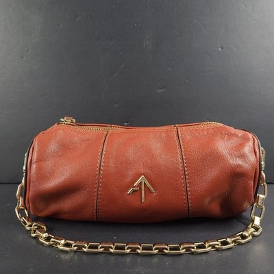 MANU Atelier XX Mini Cylinder Handbag Leather Chain Strap Brown