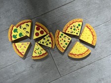 Kids horizon group wooden pizzas. Two 6  pizzas with pieces that come apart 