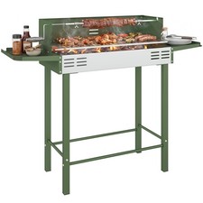 Outsunny Charcoal Spit Roasting Machine w/ 3-Tier Grill Grate, Dark Green