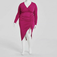 Nina Parker Women's Pink Ruched Slinky Dress Plus Size 3X
