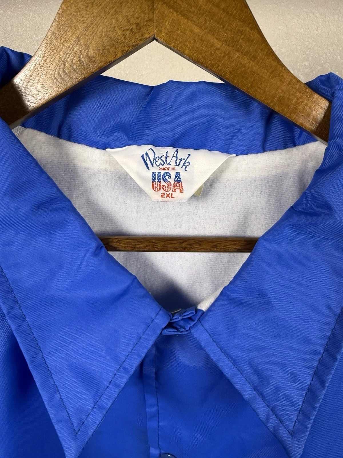 Vintage WestArk Men’s 2XL Blue Nylon Coach Jacket Marine Corps Logo Snap Front - product detail image 3