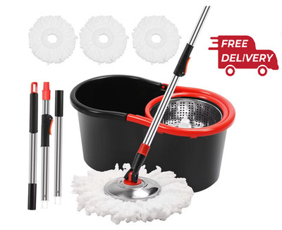 Easy Spin Mop Bucket System w/ Wringer & Telescopic Handle Cleaning Set