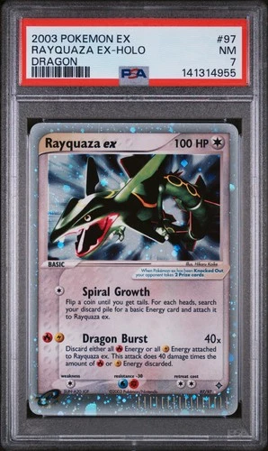 2003 POKEMON EX DRAGON #97 RAYQUAZA EX-HOLO PSA 7