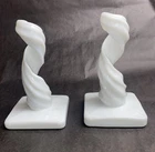 Pair of Vintage Westmoreland Candlestick Holders White Milk Glass Spirals
