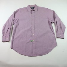 Polo Ralph Lauren Mens Size 17 32/33 Regent Classic Fit Red Micro Striped Shirt