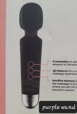 Purple Personal Wand Massager By Lurecot 20 Modes 8 Speeds
