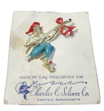 Woman Playing Guitar Charles Schwer Co Lang Vintage Figural On Card NOS