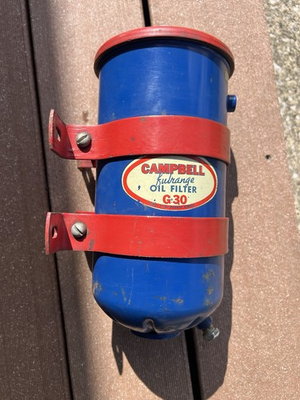 #ad Chevy GM Campbell Kulrange G30 Oil Filter Canister Assem W Mounting Clamps VTG $75.00