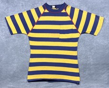 Vintage C.A.D.S. Men's Yellow Blue Striped T-Shirt Size S 50/50 Made in USA