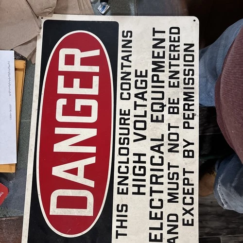 New ListingVintage Plastic Industrial Sign - Danger This Enclosure Contains High Voltage