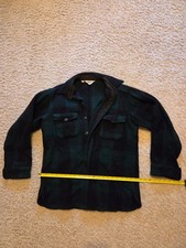 VTG Woolrich Mens GreenBlack Wool Plaid Flannel Button Over Shirt Jacket 16