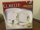 Corelle Buttercup 16 Piece Dinnerware Set Square Service for 4 Sealed Box