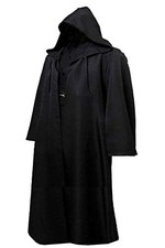 Mens Hooded Halloween Cloak Wizard Vampire Witch Robe Gothic Medieval Halloween