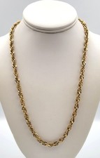 Vintage Gold Tone Textured Woven Rope Chain Necklace 21" Classic Style
