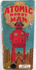 ATOMIC RED ROBOT MAN, SCHYLLING COLLECTOR SERIES, w/ KEY,  WALKS, VERY CLEAN
