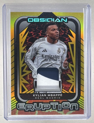 Kylian Mbappe 2025 Panini Obsidian Electric Etch Gold Flood Eruption Patch 10/10