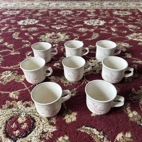 Lot of 8 VINTAGE Pfaltzgraff Tea Rose Pattern Stoneware 8 Oz Coffee Tea Cup/Mug