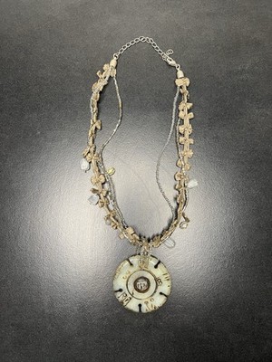 Vintage alte antike chinesische Nephrit Jade geschnitzt sich drehende Gebetsmühle Halskette