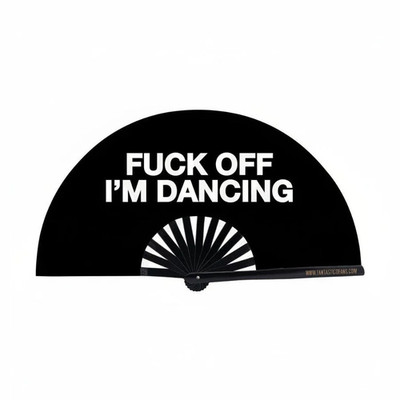 Fuk off I'm Dancing 33cm XL Handfächer - Festival/Rave/Clubbing/Ibiza/Party/Tanz