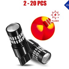 2-20pcs 7443 Red Error-free Led Brake Tail Bulb Alert Flash Stobe 4014smd Auxito
