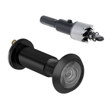 Door Viewer Peephole 200  with 16mm Drill Bit for 1-1/2" to 2-3/8" Doors Black