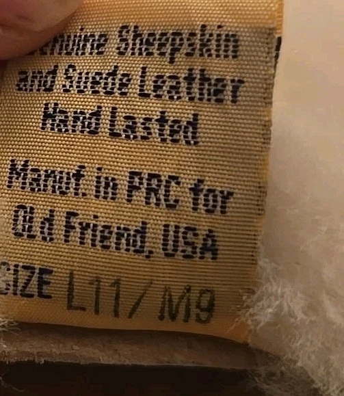 Old FRIEND Bootee 拖鞋羊皮羊毛衬里男式 9 Wms 11 棕褐色麂皮绒 MSR99 美元 — 第 3/4 张图片