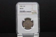 1858 Seated Liberty Silver Quarter 25C NGC AU 53
