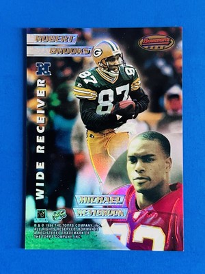 1996 Bowman s Best Wide Receivers Brooks, Miller Double Mirror Refractor Card #9