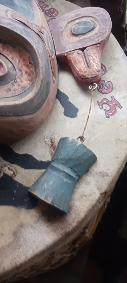 ** 复古美国天然全新无标签雕刻面具铜质独特罕见!* — 第 4/4 张图片