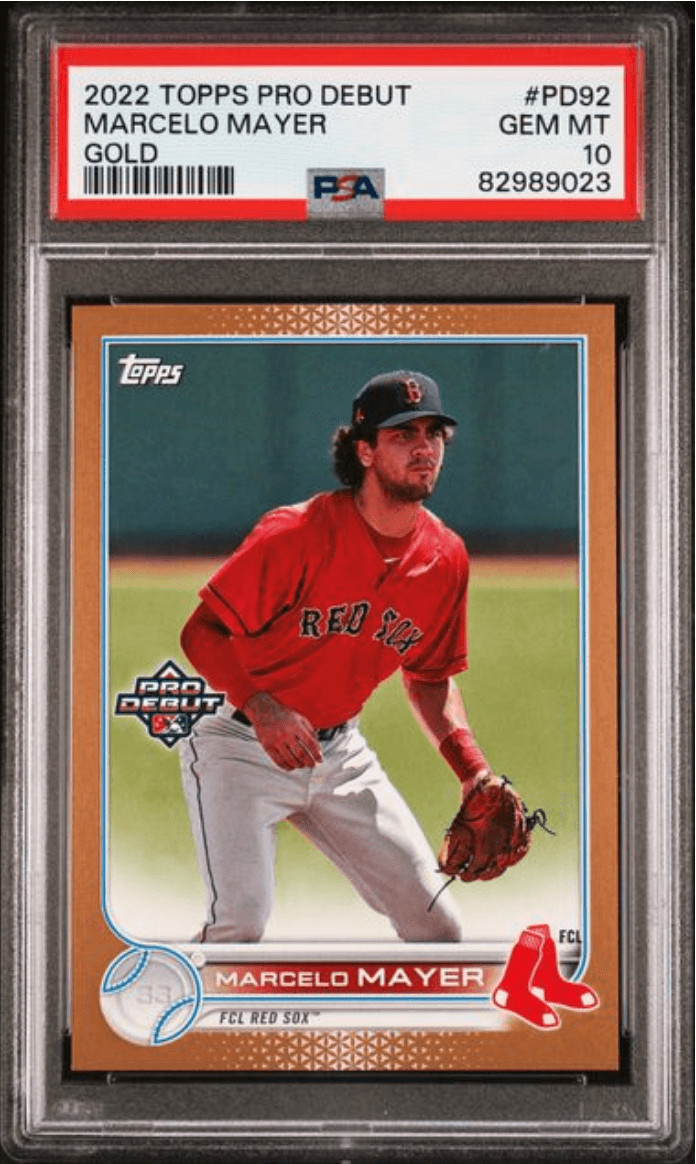 Graded 2022 Topps Pro Debut Marcelo Mayer #PD92 Gold /50 Rookie Card PSA 10