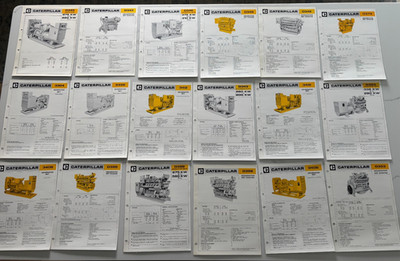 18 Caterpillar Generator Set Engine Binder Sheets Manuel Specs Drawlings VTG 70s