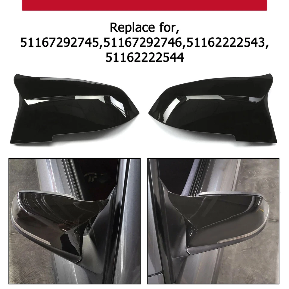 2x Tapa de cubierta de espejo lateral negro brillante para BMW SERIE 3/4 F20 F21 F30 F32 F36 M3 Foto 3 de 4