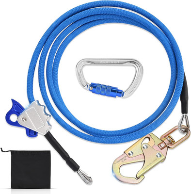 Arborist Equipment 1/2'' X 10Ft Steel Wire Core Flip Line Kit Tree Climbing Rope,