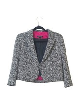 Ann Taylor Women  s Blazer Size 2 Jacket Black White Tweed Lined Cropped READ