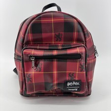 Loungefly Harry Potter Gryffindor Plaid Mini Backpack Red Black Lion Crest Bag