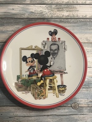 Walt Disney Self Portrait Mickey Mouse Classic Art Decor Plate by Charles Boyer