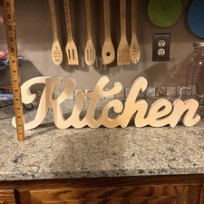 Wood-en KITCHEN Sign for Home Decor Decorative Cutout Letters Word Freestanding