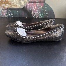 Women s Black Glitter Studded Ballet Flats Size 6.5 Unworn