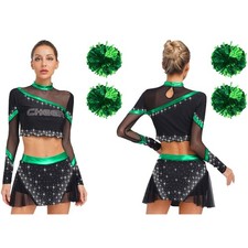 Women Cheerleading Stage Performance Set Musical Outfits Halloween Cheer Leader