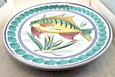 Vietri Italy Large Round Fish Platter Pottery Bowl Wall Art Hand Painted 17.5"
