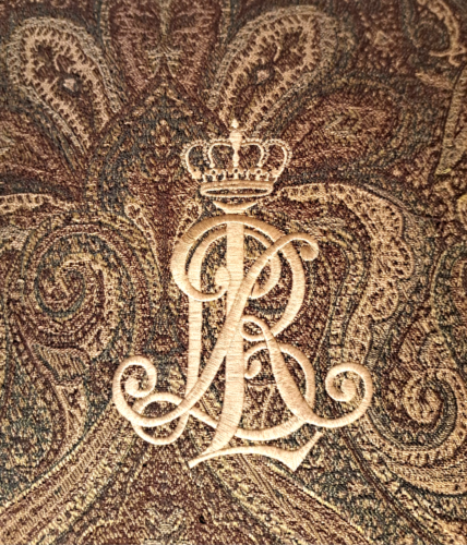 VTG Ralph Lauren Pillow Cover Paisley Green Brown Rust RL Crown Logo 22 x 24 - Picture 2 of 7