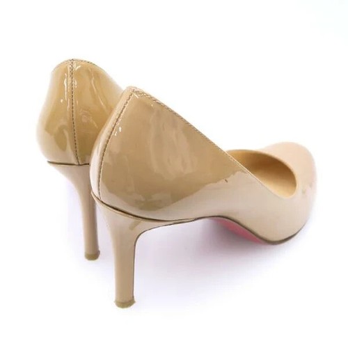 Christian Louboutin Pumps Heels Patent Leather Beige Size 42 US12 Used From JP - Picture 3 of 7