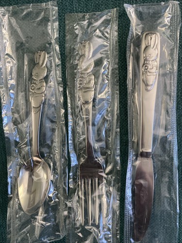 NEW Oneida Community Stainless Peter Rabbit Bunny 3pc Children's Silverware Set - Picture 2 of 6