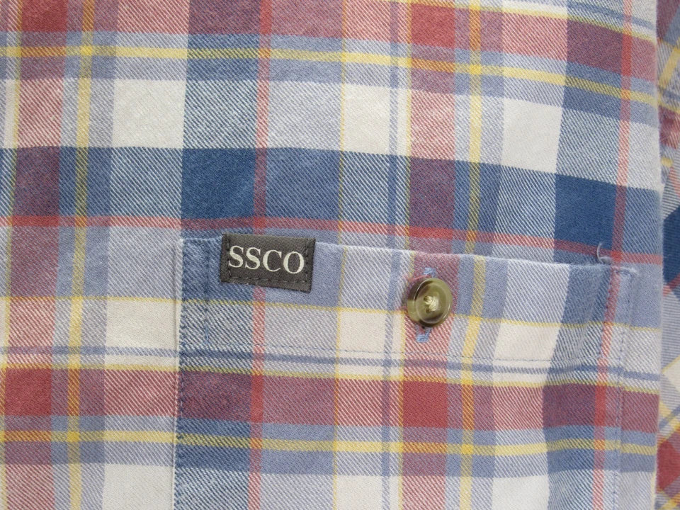 Camisa Southern Para Hombre 2X [52 Pecho 31L] Cuadros L/S Botón 2 Logo Pestañas Un Bolsillo Foto 3 de 4