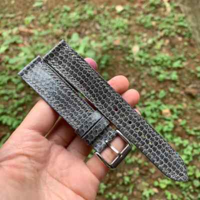 Grey Sea Snake Watch Strap, Men Grey Leather Band, Skin Strap For Watch 14-26mm