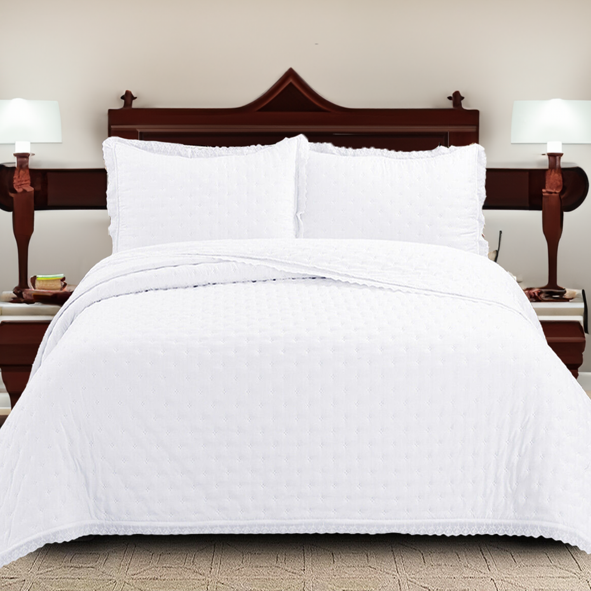 Embossed Quilted Bedspread Sofa Throw Pillowcase Single Double King