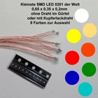 1pc or 10pcs SMD LED 0201 with enamelled copper wire or without wire 8 colors